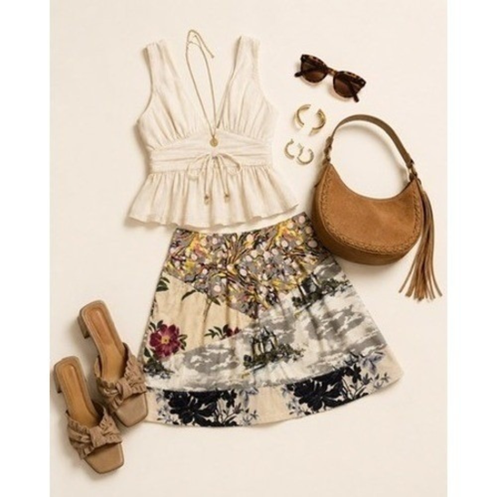 Leifnotes Anthropologie Patchwork Mini Skirt Women's Size 2